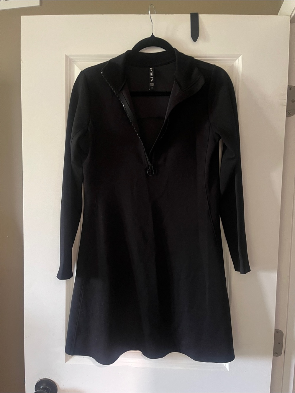 Athleta Black Long-Sleeve Zip Polo Dress